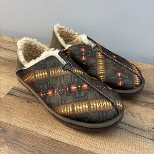 Pendleton Wool Shearling Couch Cruiser Slippers Aztec Native American Men’s